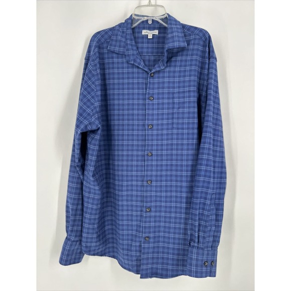 Petter Millar Vannstone Performance Flannel Sport Shirt L Navy Blue‎ Plaid - Picture 1 of 8